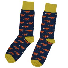 Navy And Mustard Organic Cotton Socks