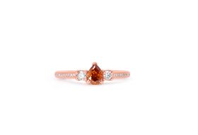Callie - Pear Orange Diamond Trilogy Engagement Ring In Rose Gold