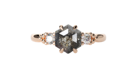 Natalia - Hexagon Salt & Pepper Diamond 18ct Yellow Gold Engagement Ring