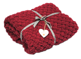 Cosy Hand knitted Red Blanket