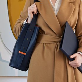  Carolina Leather Travel Tote, Persian Blue & Orange