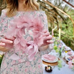 Pink Feather Wreaths with Bows 