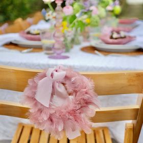 Pink Feather Wreaths with Bows 