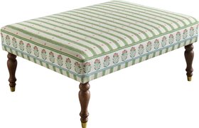 Large Ottoman in Charlotte Gaisford Zara Green Combo