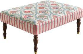Large Ottoman in Charlotte Gaisford Chintzy Blue Combo