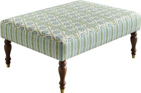 Large Ottoman in Charlotte Gaisford Piccadilly Green Combo
