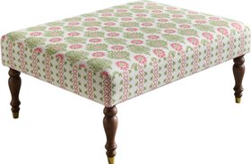 Large Ottoman in Charlotte Gaisford Sharanshar Green Combo