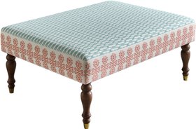 Large Ottoman in Charlotte Gaisford Knot Blizzard Combo