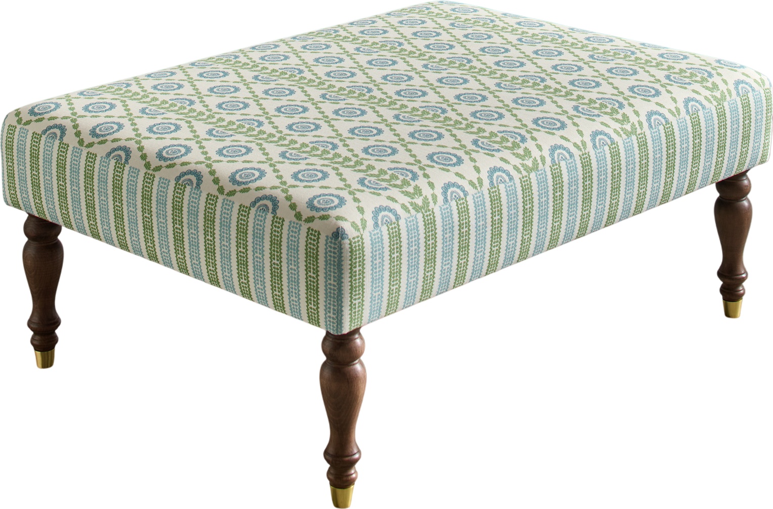 Large Ottoman in Charlotte Gaisford Piccadilly Green Combo
