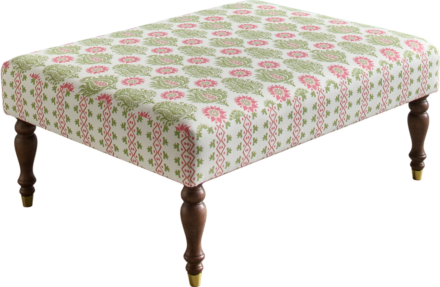 Large Ottoman in Charlotte Gaisford Sharanshar Green Combo