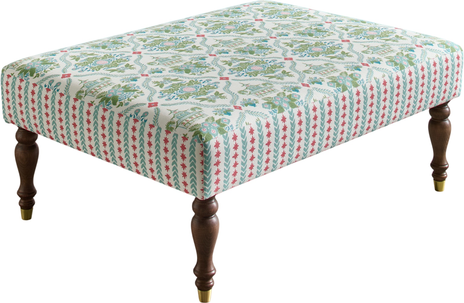 Large Ottoman in Charlotte Gaisford Alice Green Combo