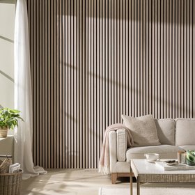 SlatWall Acoustic Whitewashed Oak Panel