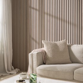 SlatWall Acoustic Whitewashed Oak Panel