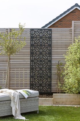 Black Bahia Tile Decorative Garden Screen - 1.8m x 0.6m