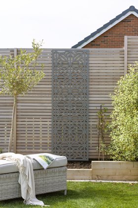 Grey  Bahia Tile Decorative Garden Screen - 1.8m x 0.6m
