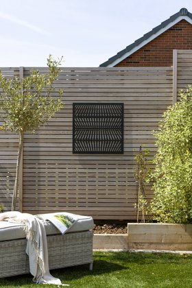 Black Cross Hatch Decorative Garden Screen - 0.6m x 0.6m