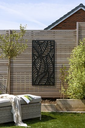 Black Tropic Palm Decorative Garden Screen - 1.2m x 0.6m