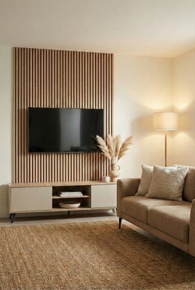 SlatWall Acoustic Natural Oak and Black Slatted Wall Panel