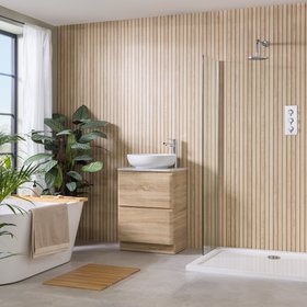 Sivara Oak Slatted Wood Effect PVC Shower Panel