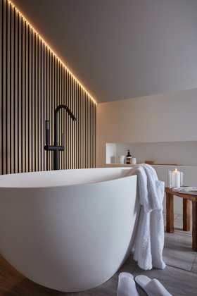 SlatWall Waterproof Natural Oak and Black Panel