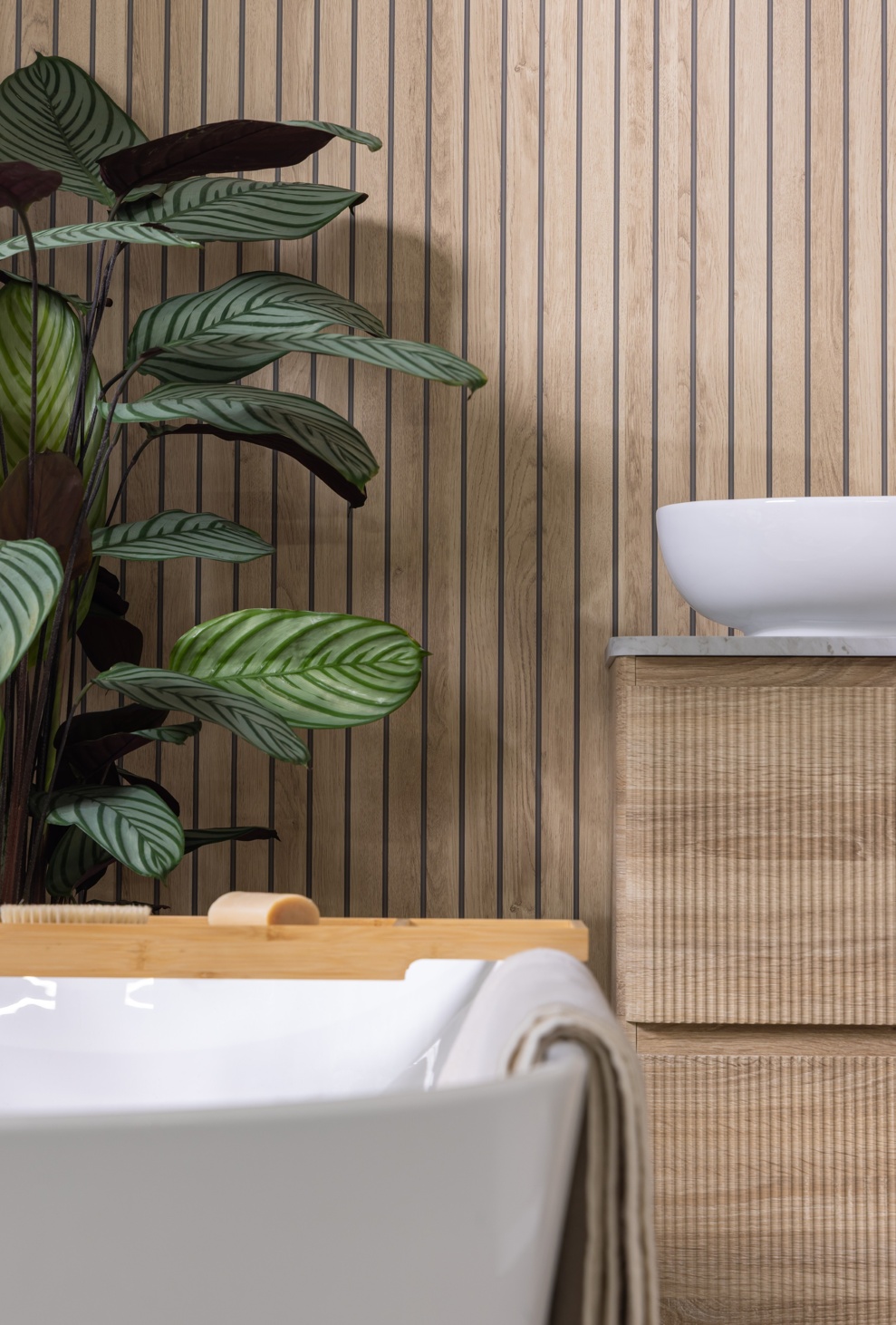 Sivara Oak Slatted Wood Effect PVC Shower Panel