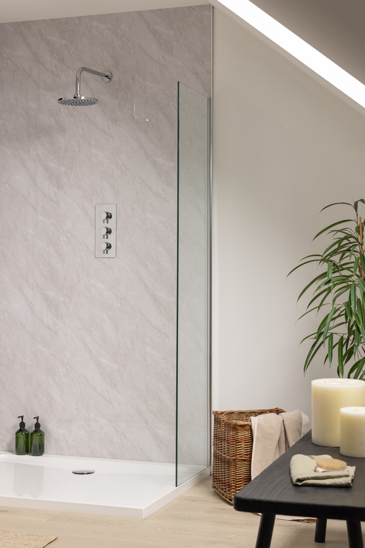 Sivara Dove Grey Marble Effect PVC Shower Panel