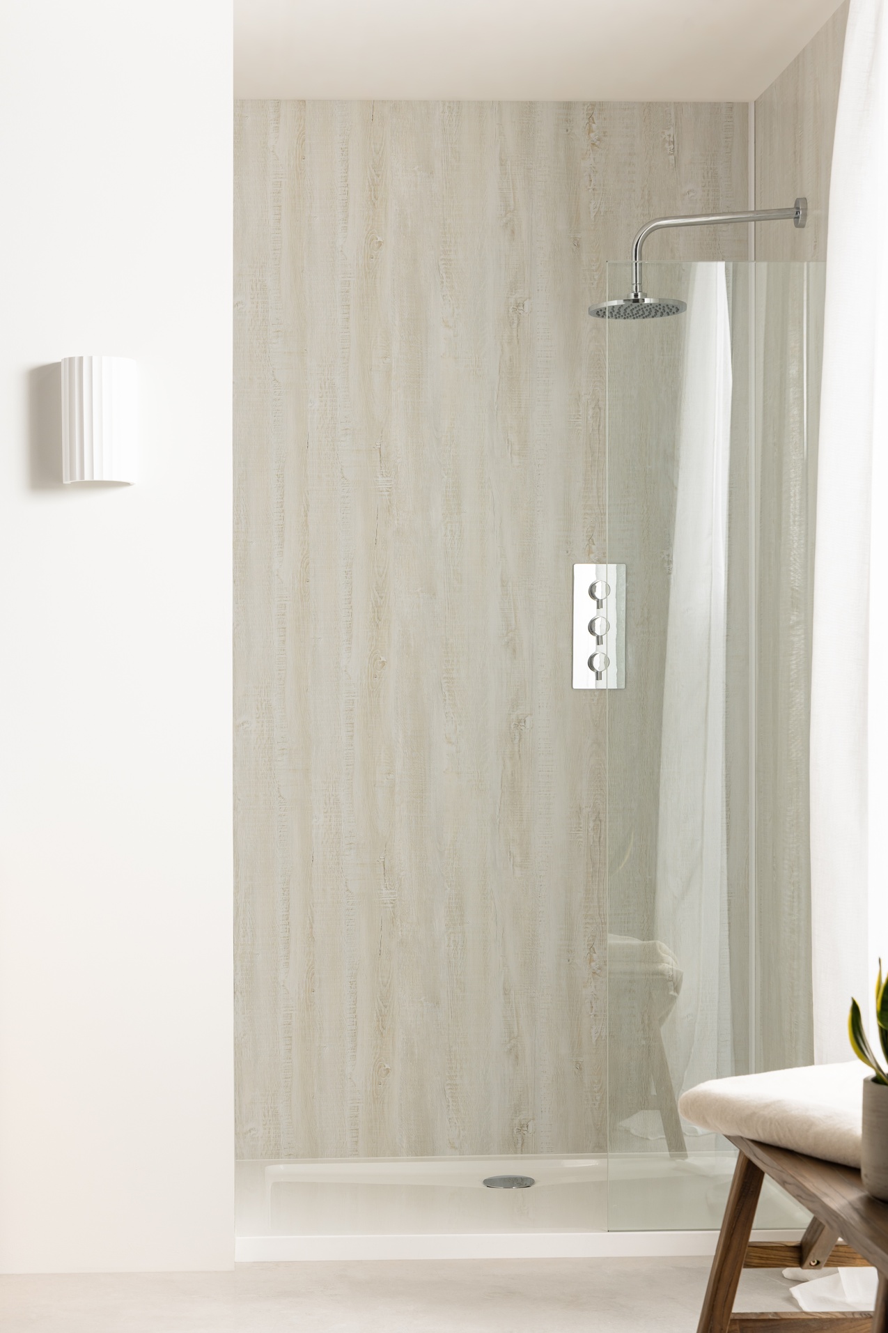 Sivara White Oak Wood Effect PVC Shower Panel