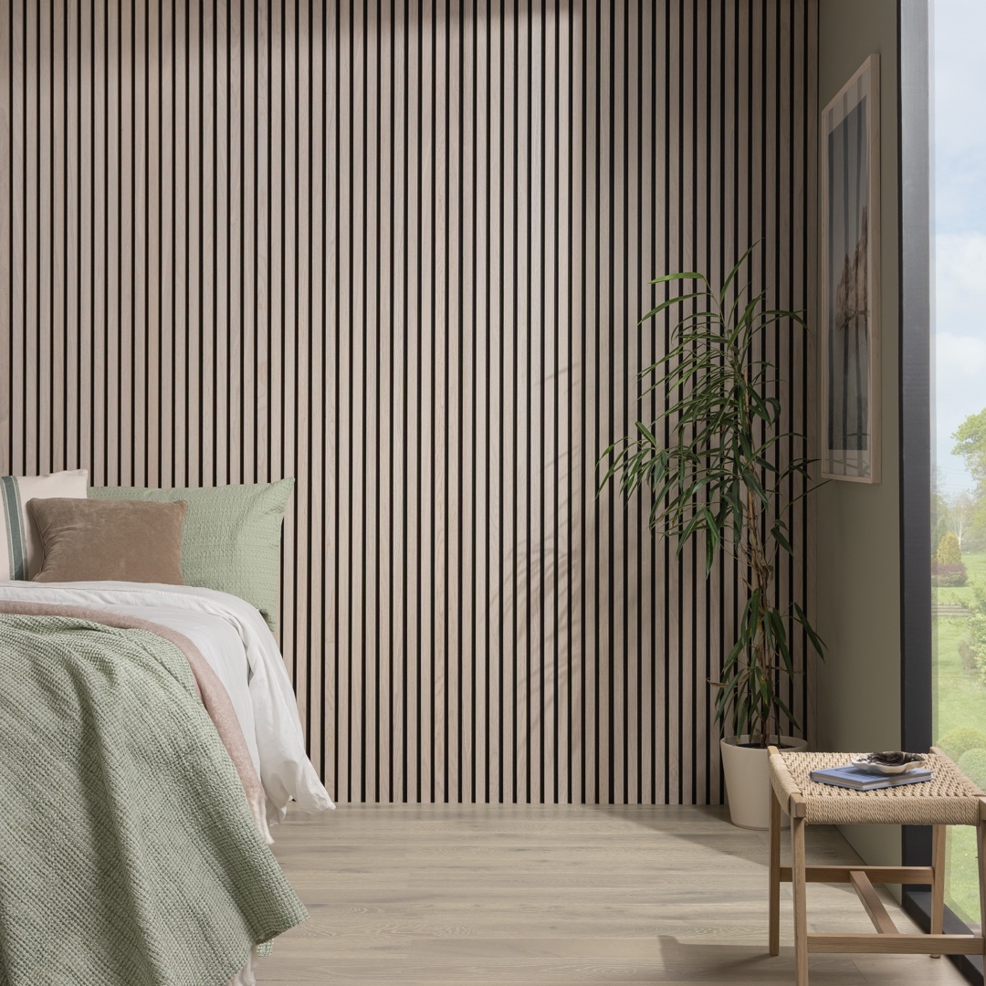 SlatWall Acoustic Whitewashed Oak Panel