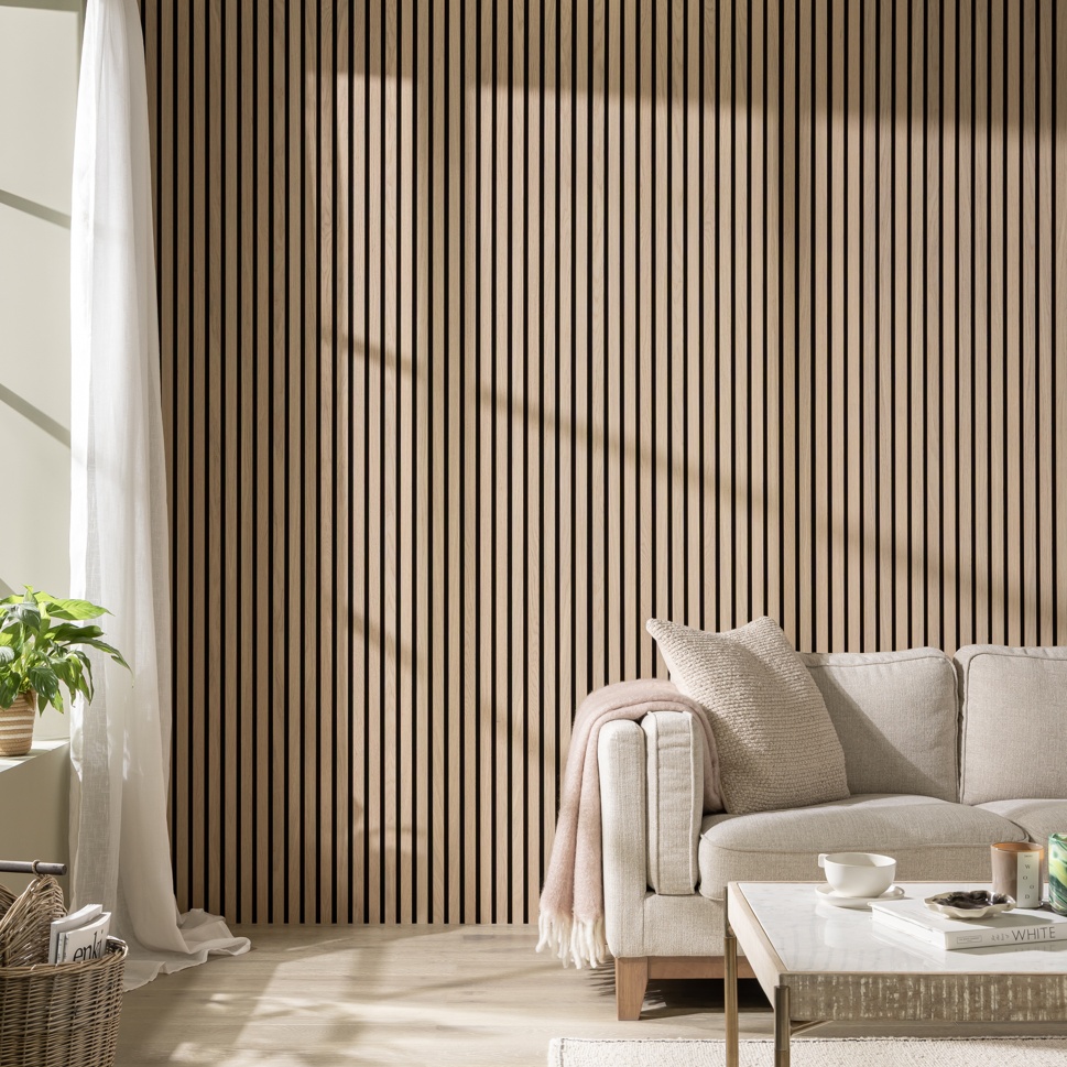 SlatWall Acoustic Washed Oak Panel