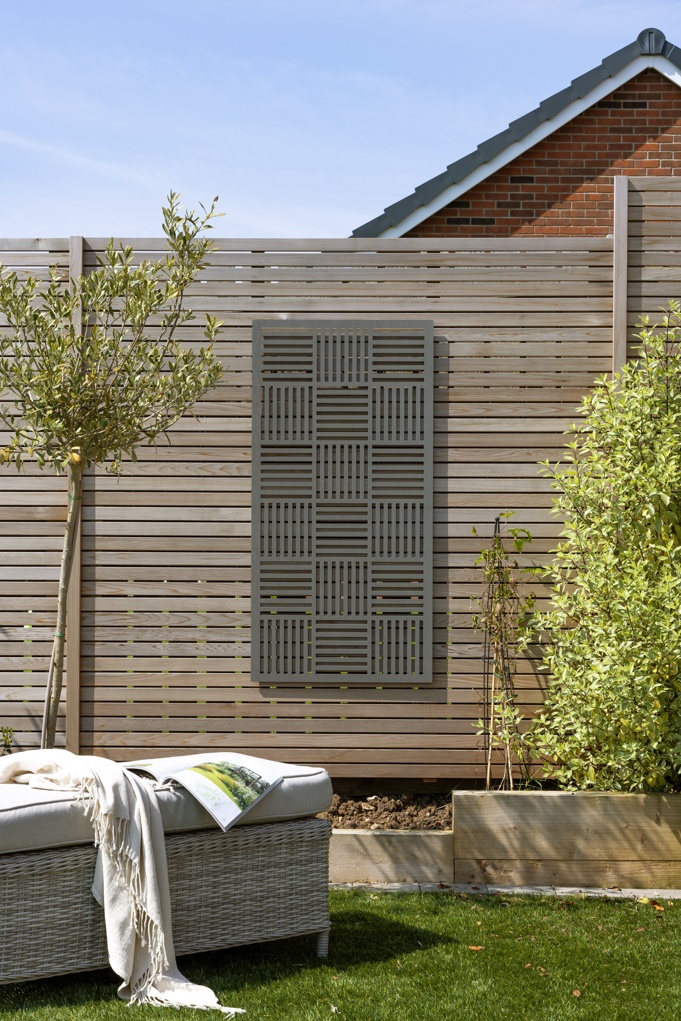 Grey  Cross Hatch Decorative Garden Screen - 1.2m x 0.6m