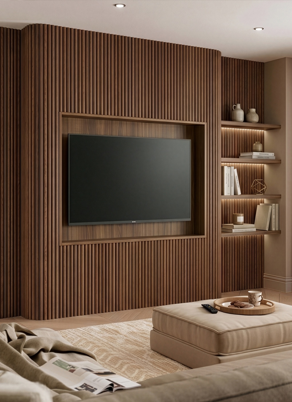 Arborelle Flex Deep Walnut Flexible Reeded Wood Effect Panel