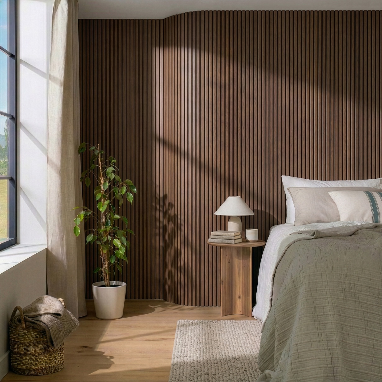 Arborelle Flex Deep Walnut Flexible Slatted Wood Effect Panel