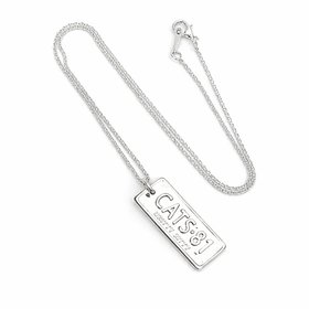 Cats Number Plate Brass Necklace Silver Plated