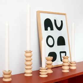 Totem Wooden Candle Holder - Sustainable Beech Wood Table Decor