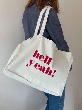 hell yeah slogan large organic cotton tote bag