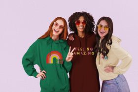 Group Shot Of Girls In Colourful Hoodies