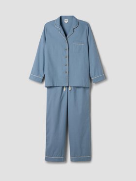 Dusk Blue Linen Blend Pyjama Trouser Set