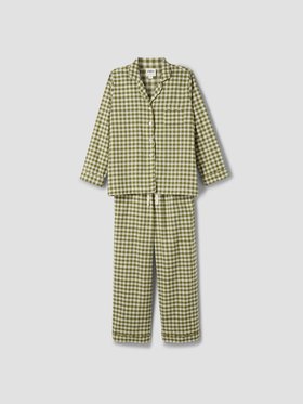 Botanical Green Gingham Linen Pyjama Trouser Set