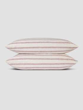 Rhubarb Kemptown Stripe Linen Blend Pillowcase (Pair)