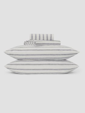 Ivory Kemptown Stripe Linen Blend Sheet Set