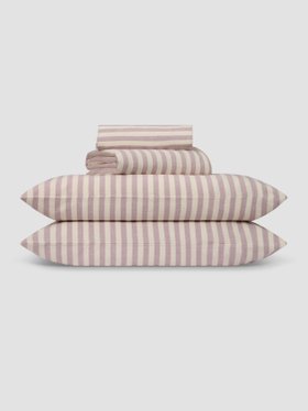 Elderberry Pembroke Stripe Linen Blend Sheet Set