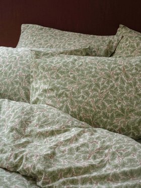 Leafy Arbour Oak Washed Cotton Percale Pillowcases (Pair)