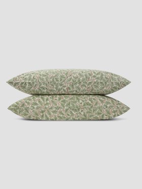 Leafy Arbour Oak Washed Cotton Percale Pillowcases (Pair)