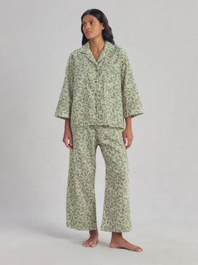 Leafy Arbour Oak Cotton Cropped Trouser Set