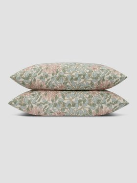 Soft Sage Honeysuckle Linen Blend Pillowcases (Pair)
