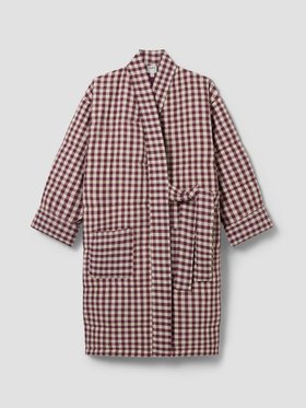Berry Gingham Linen Blend Housecoat