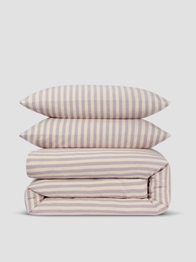 Elderberry Pembroke Stripe Linen Blend Duvet Set