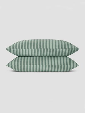 Pine Green Pembroke Stripe Linen Blend Pillowcases (Pair)