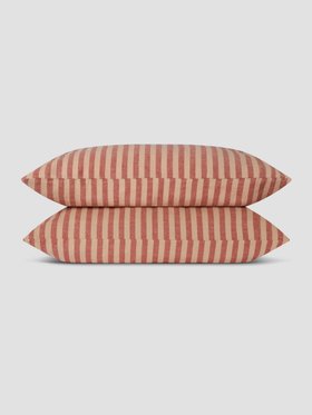 Sandstone Red Pembroke Stripe Linen Blend Pillowcases (Pair)