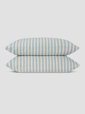 Coastal Blue Pembroke Stripe Linen Blend Pillowcases (Pair)